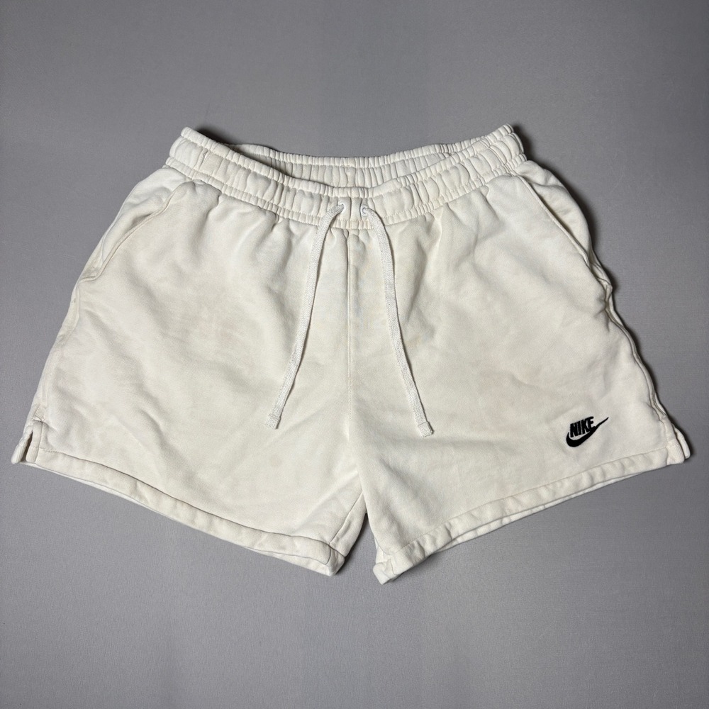 Nike Mens Sportswear Fleece Shorts Cream Off White Cotton DA0688-113 Size L